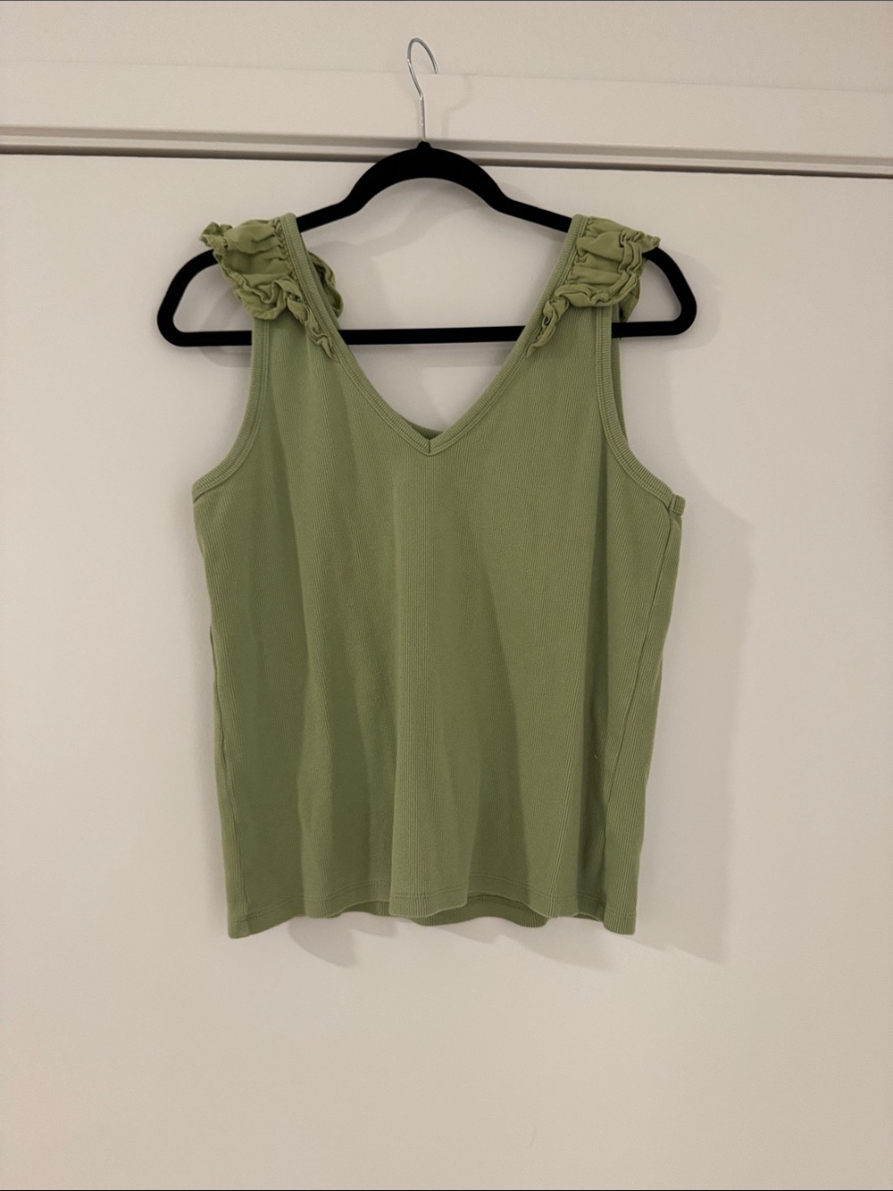 Old Navy Olive Ruffle Strap V-Neck Tank